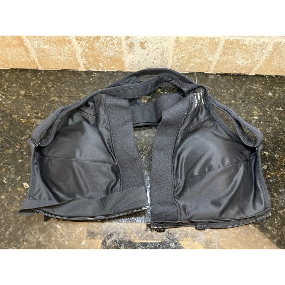 Shefit Flex Sports Bra Womens 2Luxe Black Zip Front High Impact Gym Wash Bag